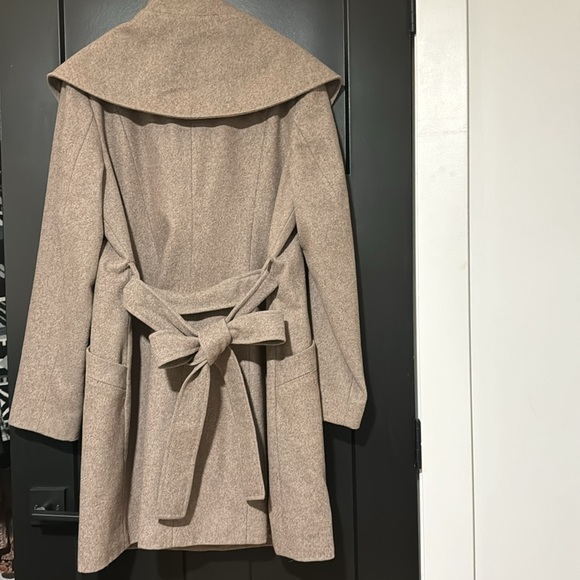 Merona Wool Blend Oatmeal/ Grey Color Long Peacoat with Belt - Picture 7 of 13